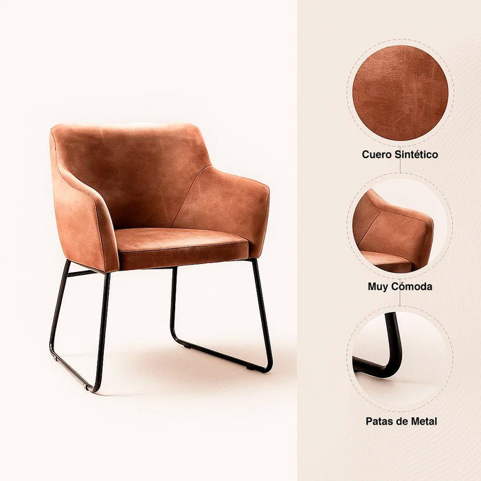 Pack de 2 Butacas Albania de Cuero Sintético con Metal Industrial