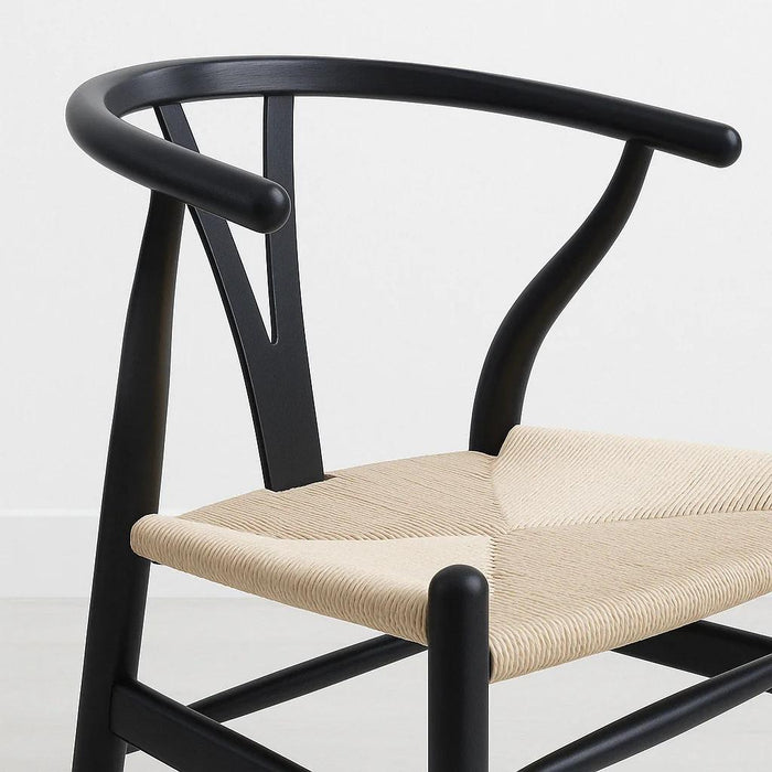 Pack 2 Sillas Wishbone Madera Asiento Claro - Negra
