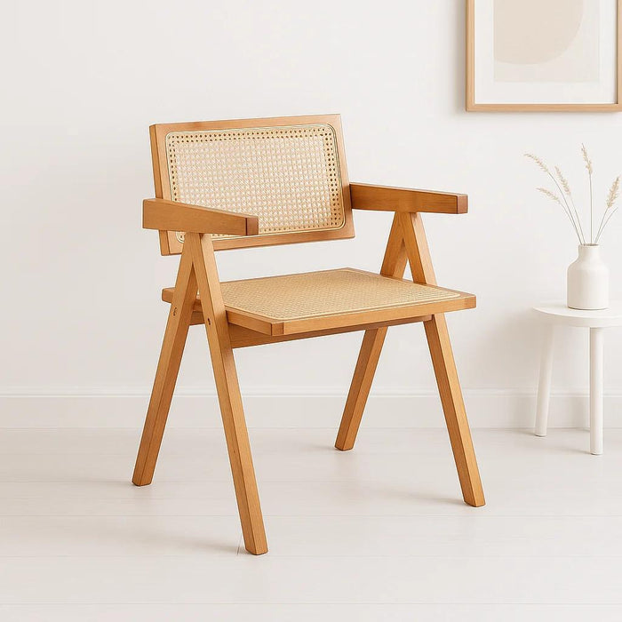 Silla Sitial Butaca Chandigarh Madera Rattan Natural