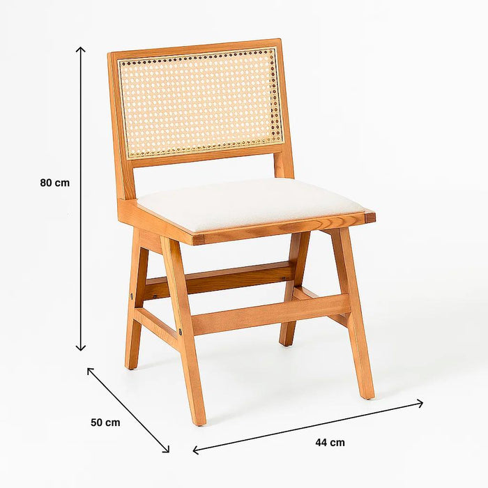 Silla Aura de Rattan con Asiento de Tela - Natural Beige