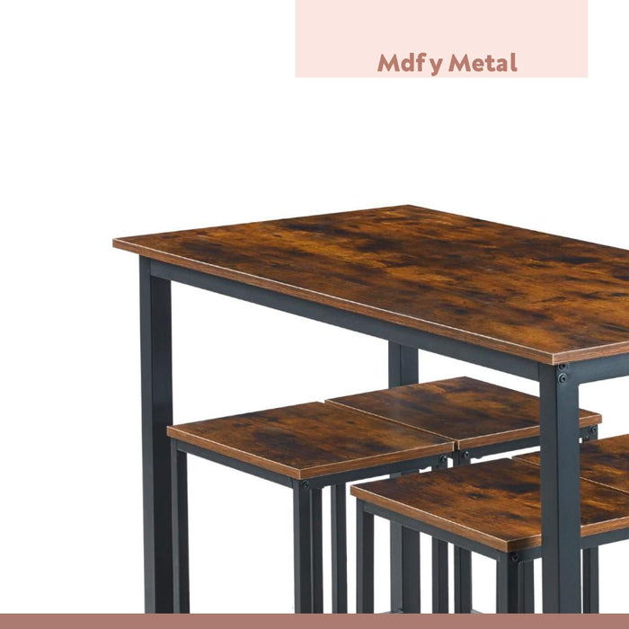 Set de comedor para cocina con pisos taburetes madera industrial