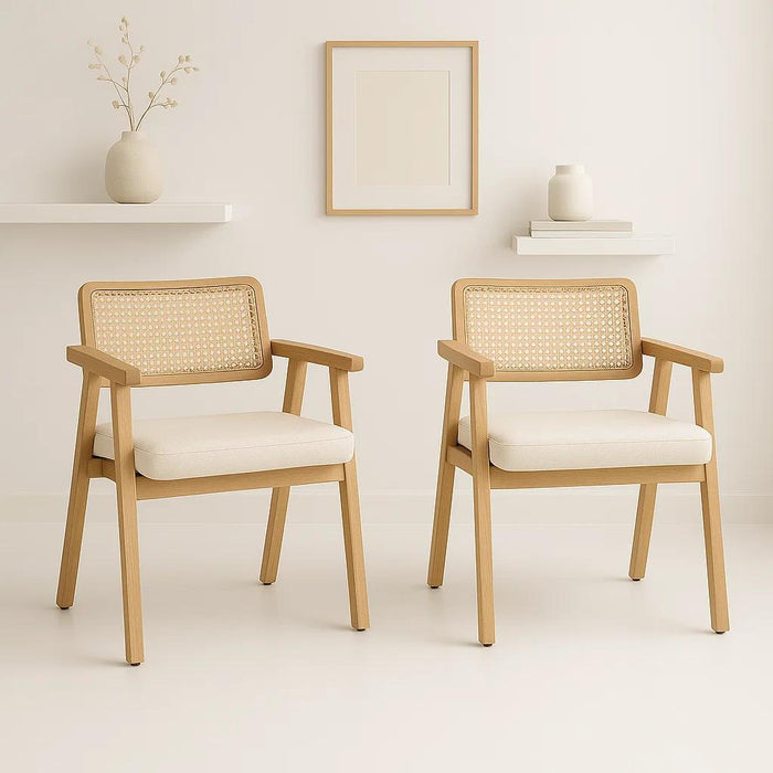Pack de 2 Sitiales Acolchado Chandigarh Butaca Rattan - Madera