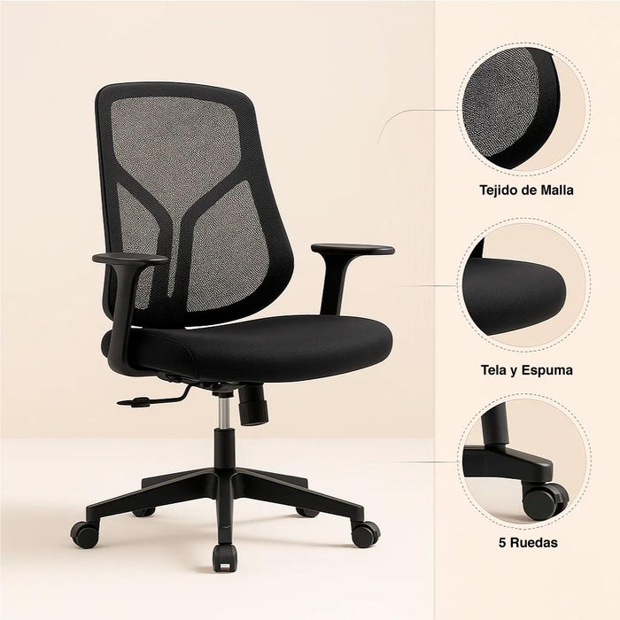 Silla de Oficina Ergonómica Nova Mesh - Negra