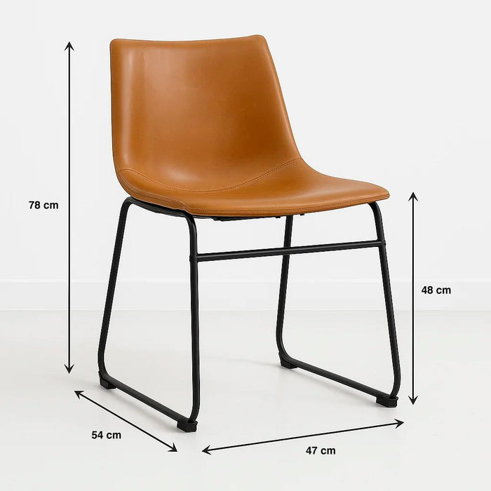 Pack de 2 Sillas Burgos de Comedor o Living de Cuero Sintético y Metal Industrial