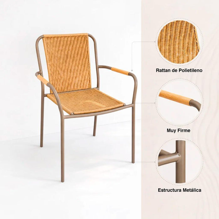 Silla Comedor o Exterior KAMBA Tejido - Color Trigo