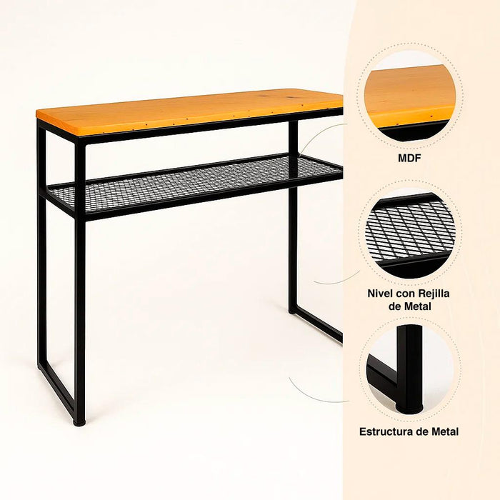 Arrimo Estilo Industrial con Repisa Metálica y Cubierta de Madera