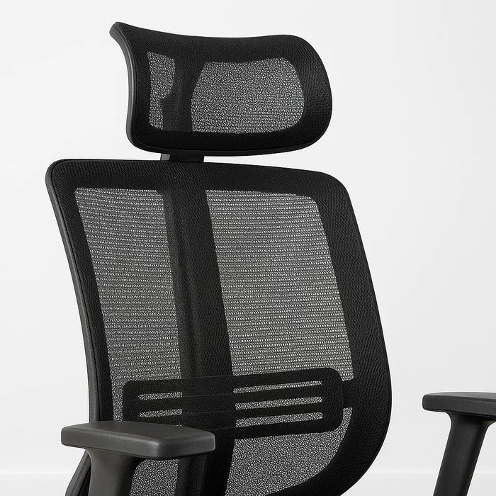 Silla de oficina mesh negra ejecutiva con apoyabrazos y cabeza
