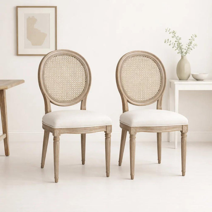Pack de 2 Sillas de Comedor Madera Acolchada Luis XV