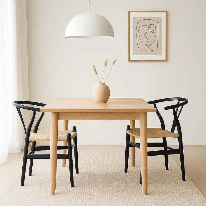 Pack 2 Sillas Wishbone Madera Asiento Claro - Negra