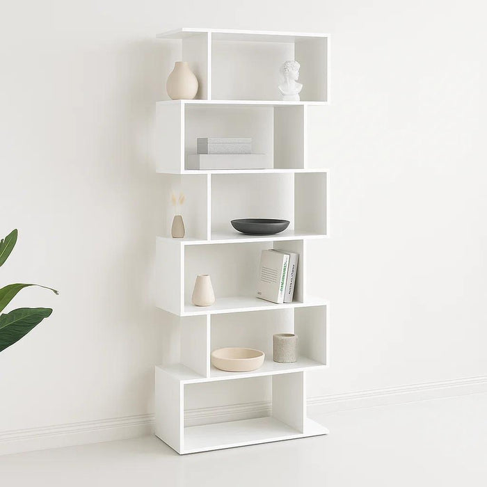 Estantería Moderna ZigZag de 6 Niveles 80x23.5x187.5 - Blanco