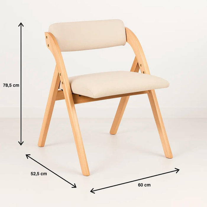 Pack de 2 Sillas Betlahem de madera plegable acolchada - Beige