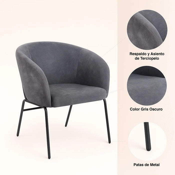 Sillón Arko de Terciopelo - Gris