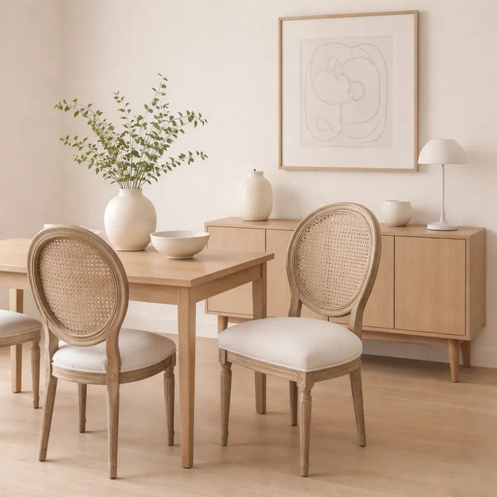 Pack de 2 Sillas de Comedor Madera Acolchada Luis XV