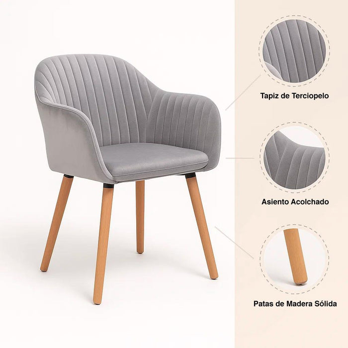 Pack de 2 Butacas Sitiales Poltronas Diamante Terciopelo - Gris