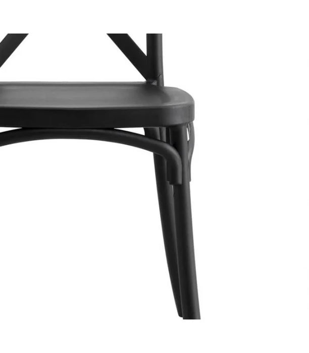 Mesa comedor Vittoria rectangular negra 180 cm + 8 sillas PP Crossback negras